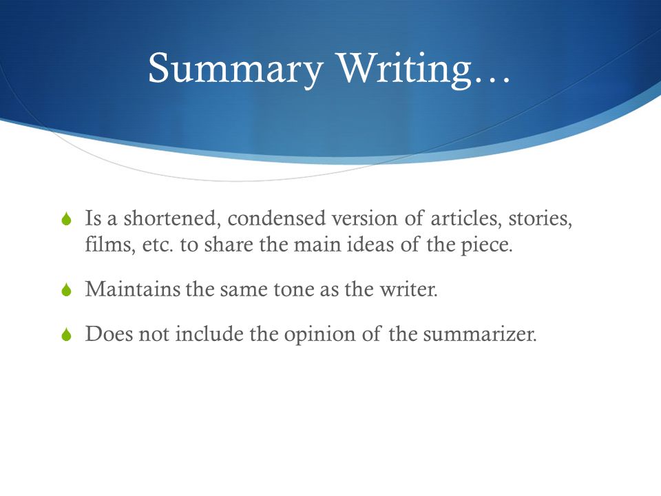 characteristics of summary writing